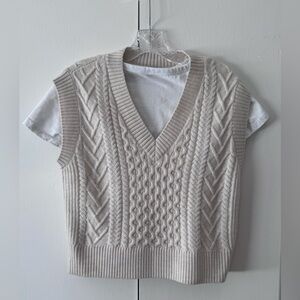 Quince Women's ivory  Cable Knit Sweater Vest - XS